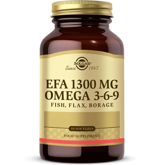 Solgar Omega 3-6-9 - 60 Capsule Molli, Olio di Pesce, Lino e Borragine, Supporto per Cuore, Articolazioni e Pelle, Senza OGM, Glutine e Latticini