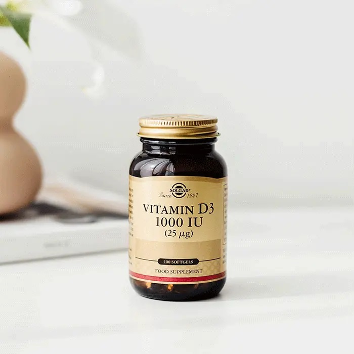 Solgar Vitamina D3 25 mcg (1000 UI) - 100 Capsule Molli per la Salute delle Ossa