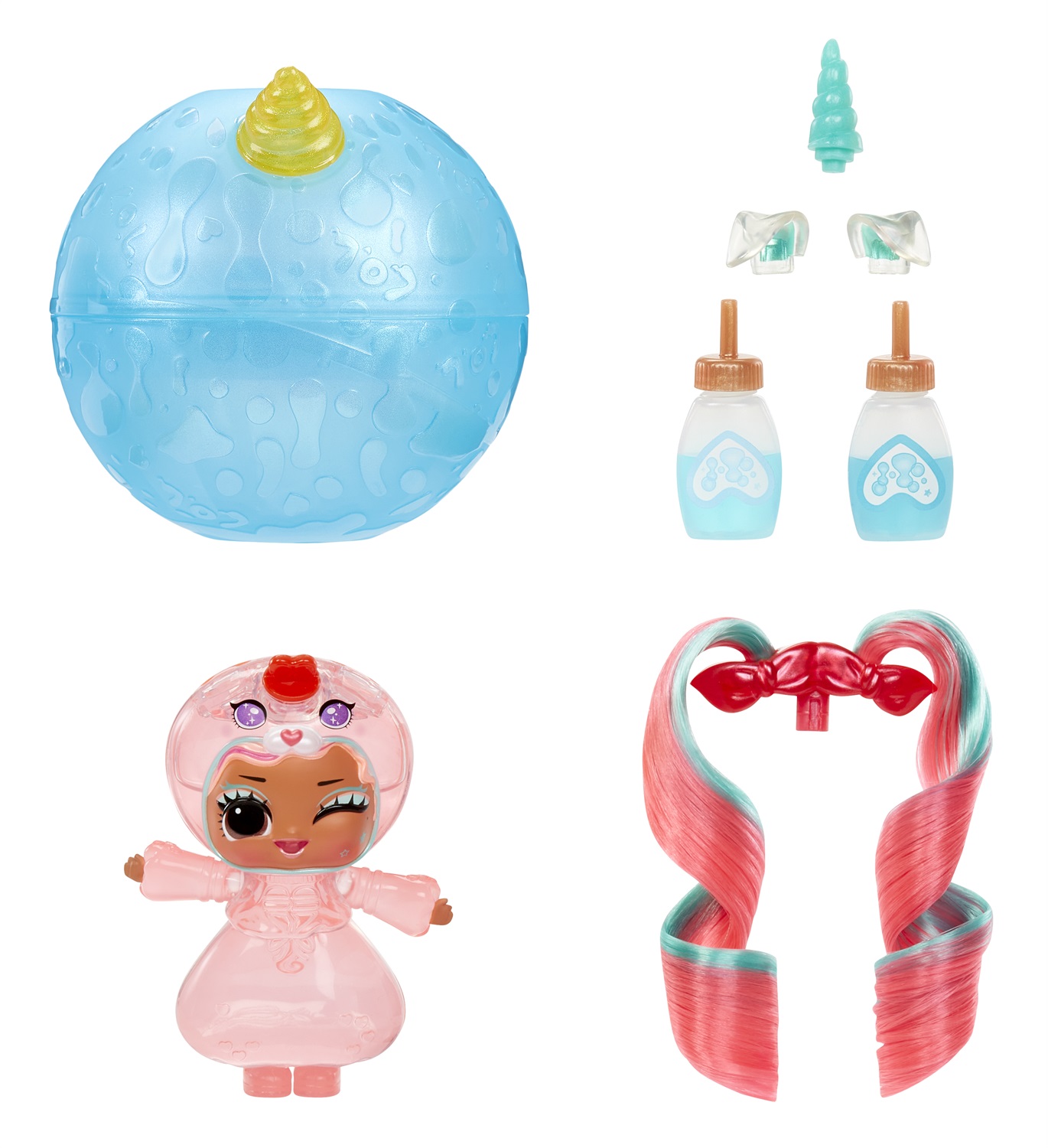 L.O.L. Surprise! Unicorn Tots - Bambola Trasparente con Lampada Lavica, Confezione Cieca, 8 Bambole da Collezionare e 2 Pozioni Colorate, Età 4