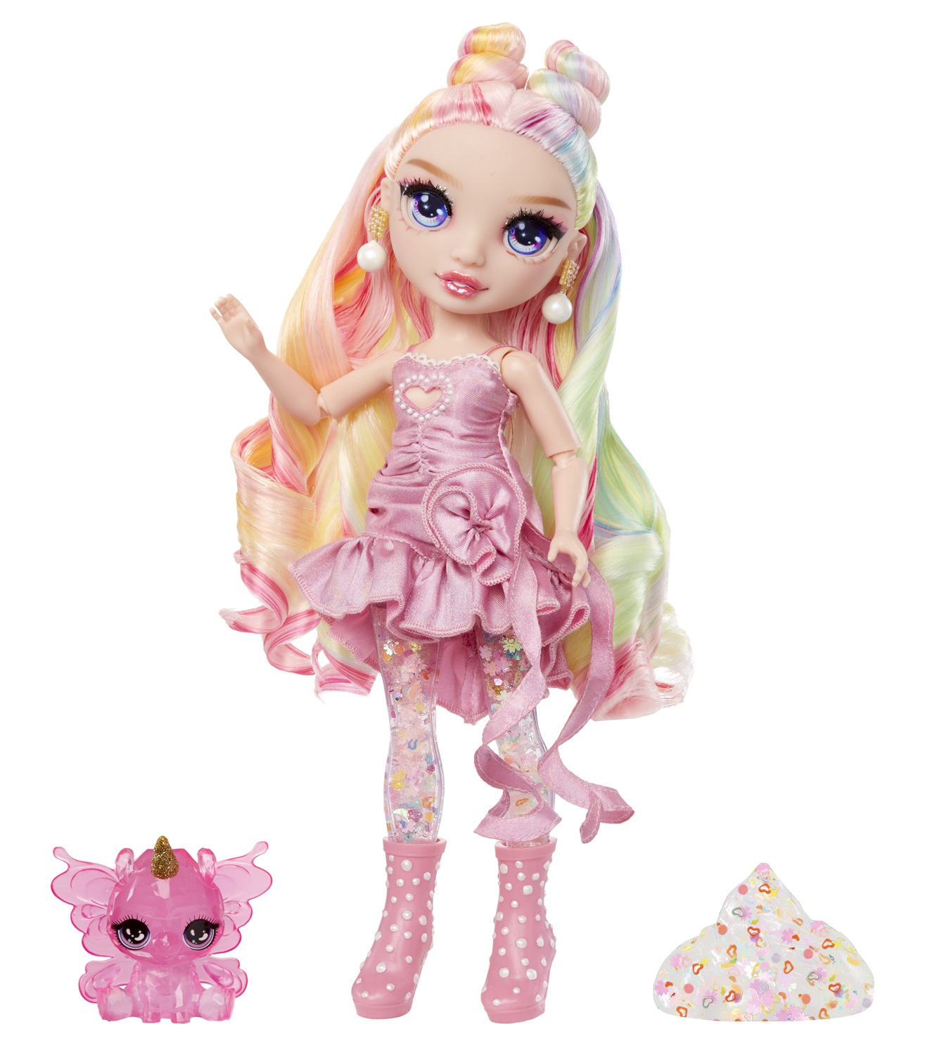Rainbow High Rainbow Shimmers - Bambola Fashion Rosa di 28 cm con Kit Slime e Llama come Animaletto Domestico, età 4
