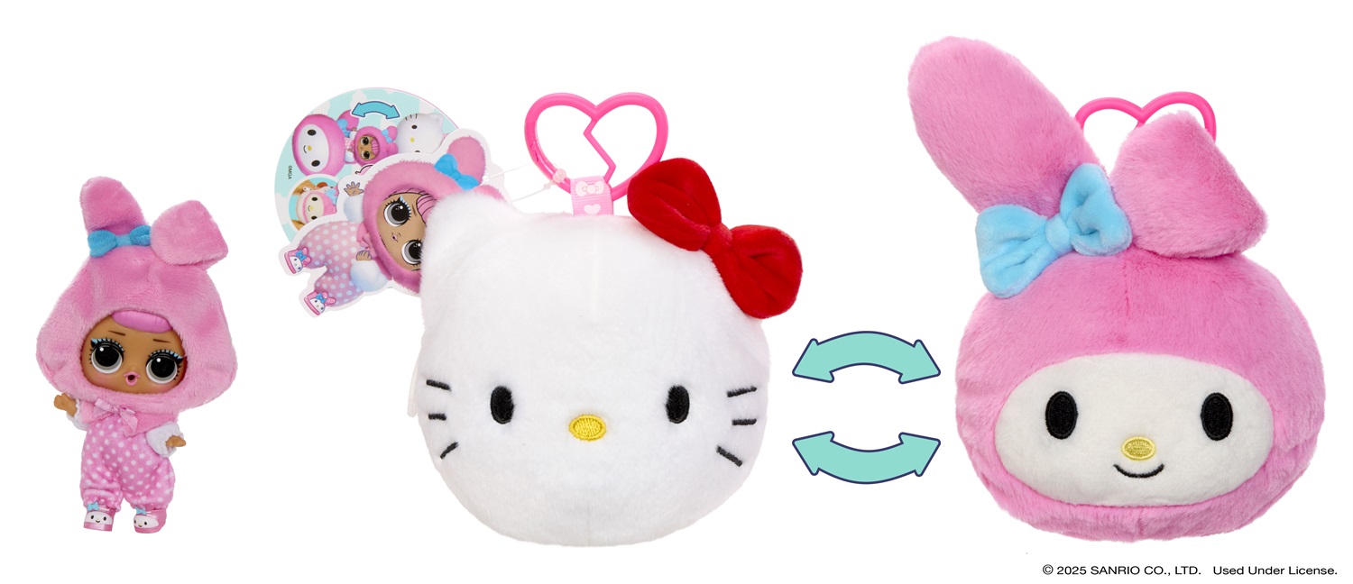 L.O.L. Surprise! Peluche Reversibile Hello Kitty con Bambola e 5 Sorprese - Età 4