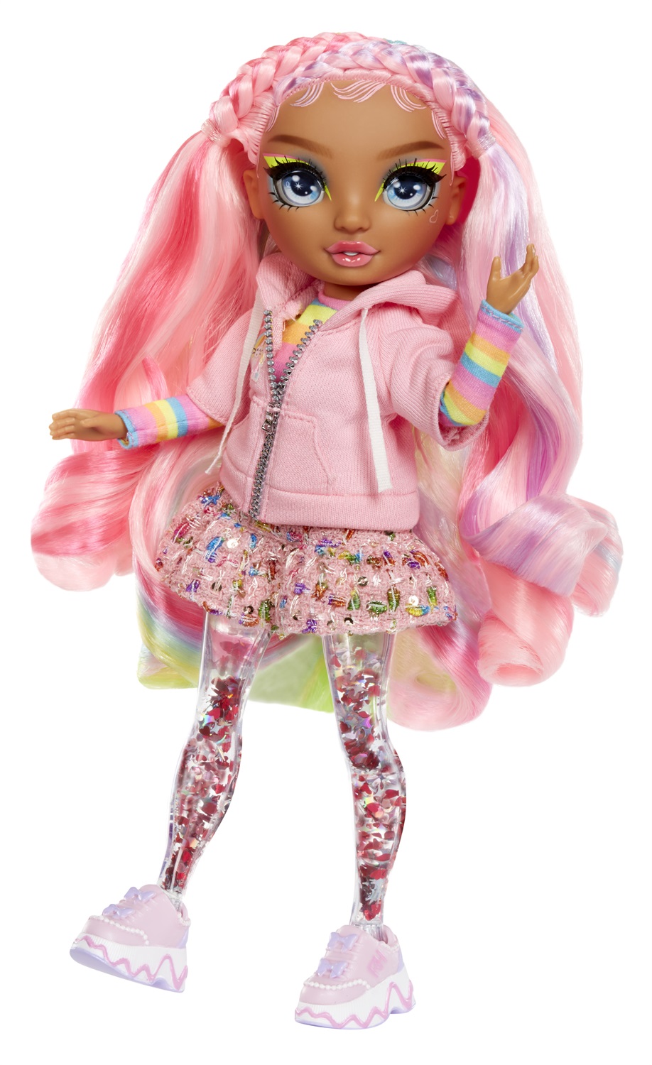 Rainbow High Sparkle & Shine - Bambola Fashion Rosetta (Rosa) da 28 cm con Scintille Liquide nelle Gambe - Età 4-12 Anni