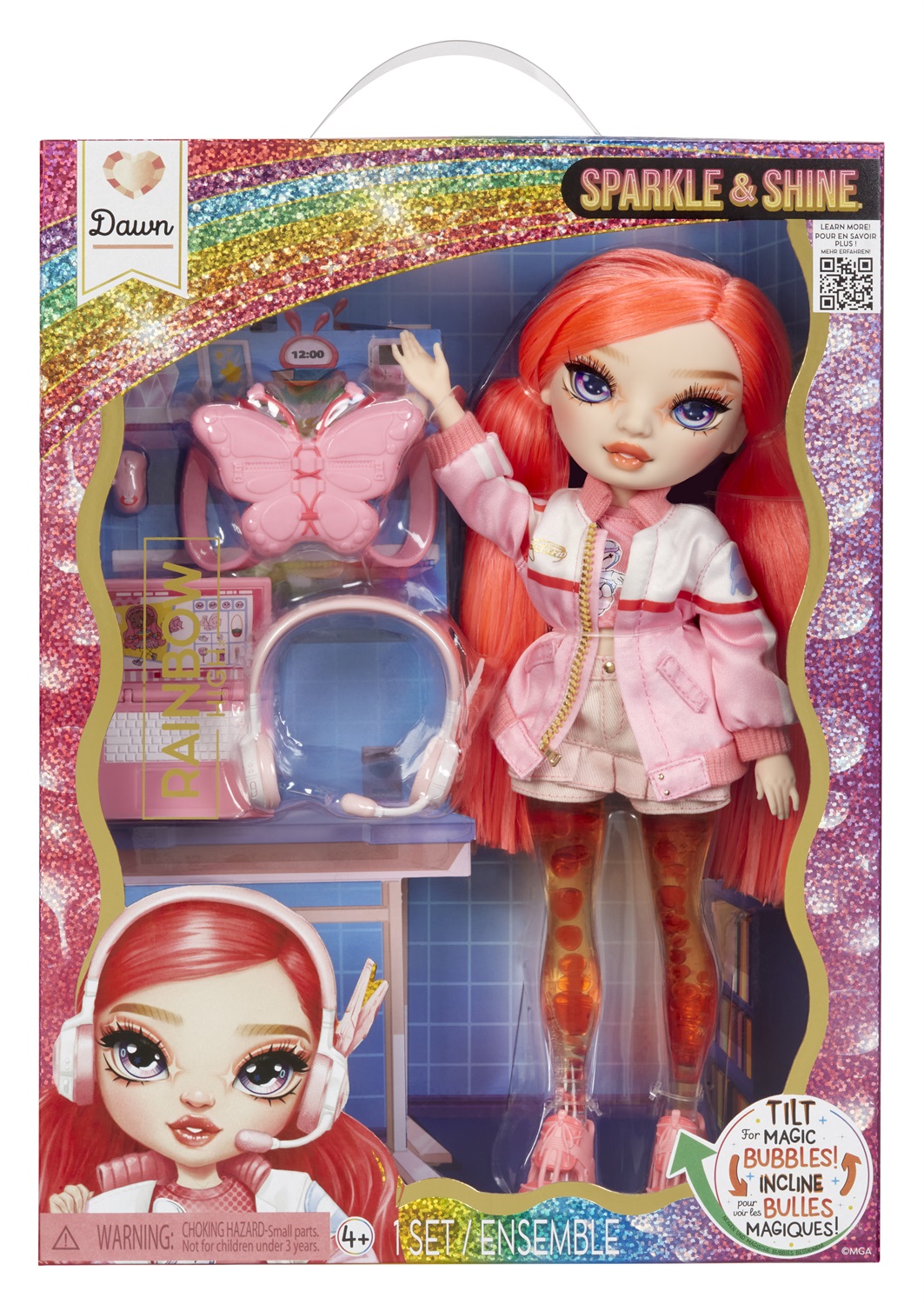 Rainbow High - Bambola Fashion Dawn 28 cm con Capelli Rosso Corallo e Bolle Magiche