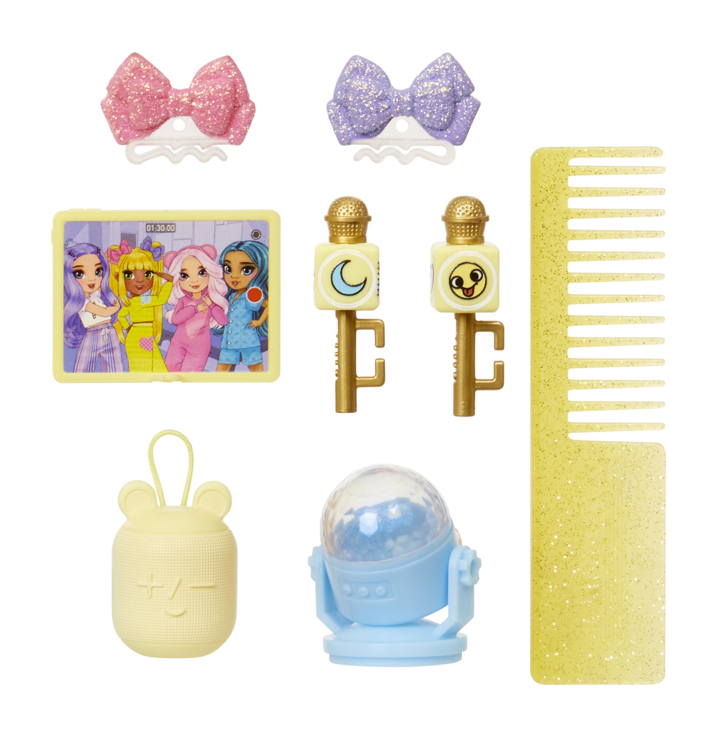 MGA Rainbow High Junior High PJ Party Fashion Doll - Sunny (Giallo) con Pigiama Due Pezzi, Pantofole e Accessori Musicali