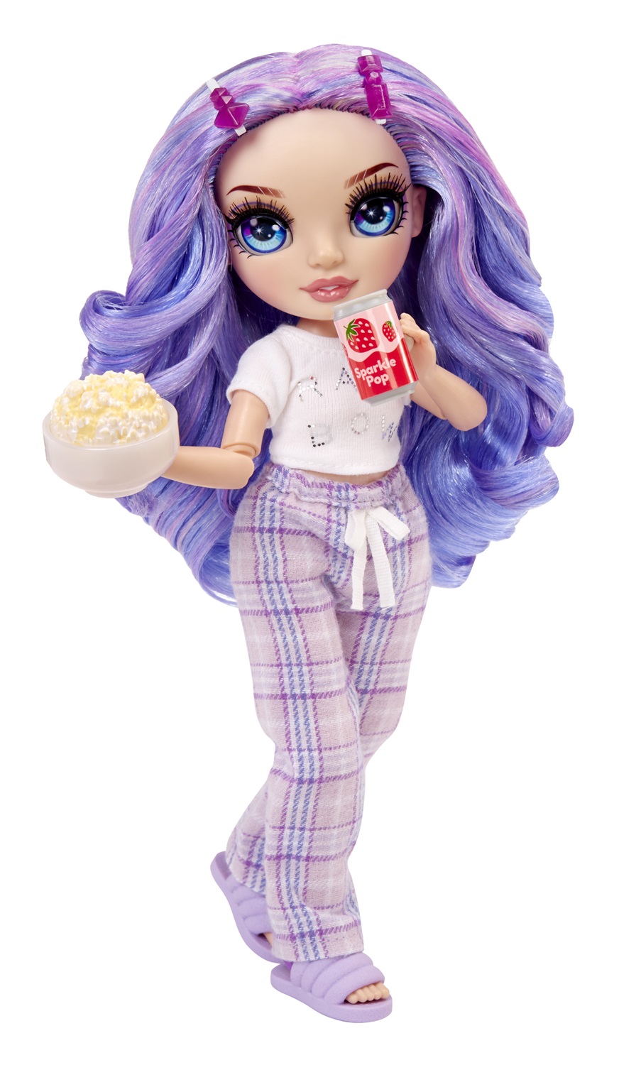 Rainbow High Junior High PJ Party Fashion Doll - Violet (Viola) - Bambola snodata 22 cm con tutina, pantofole e accessori per festa in pigiama
