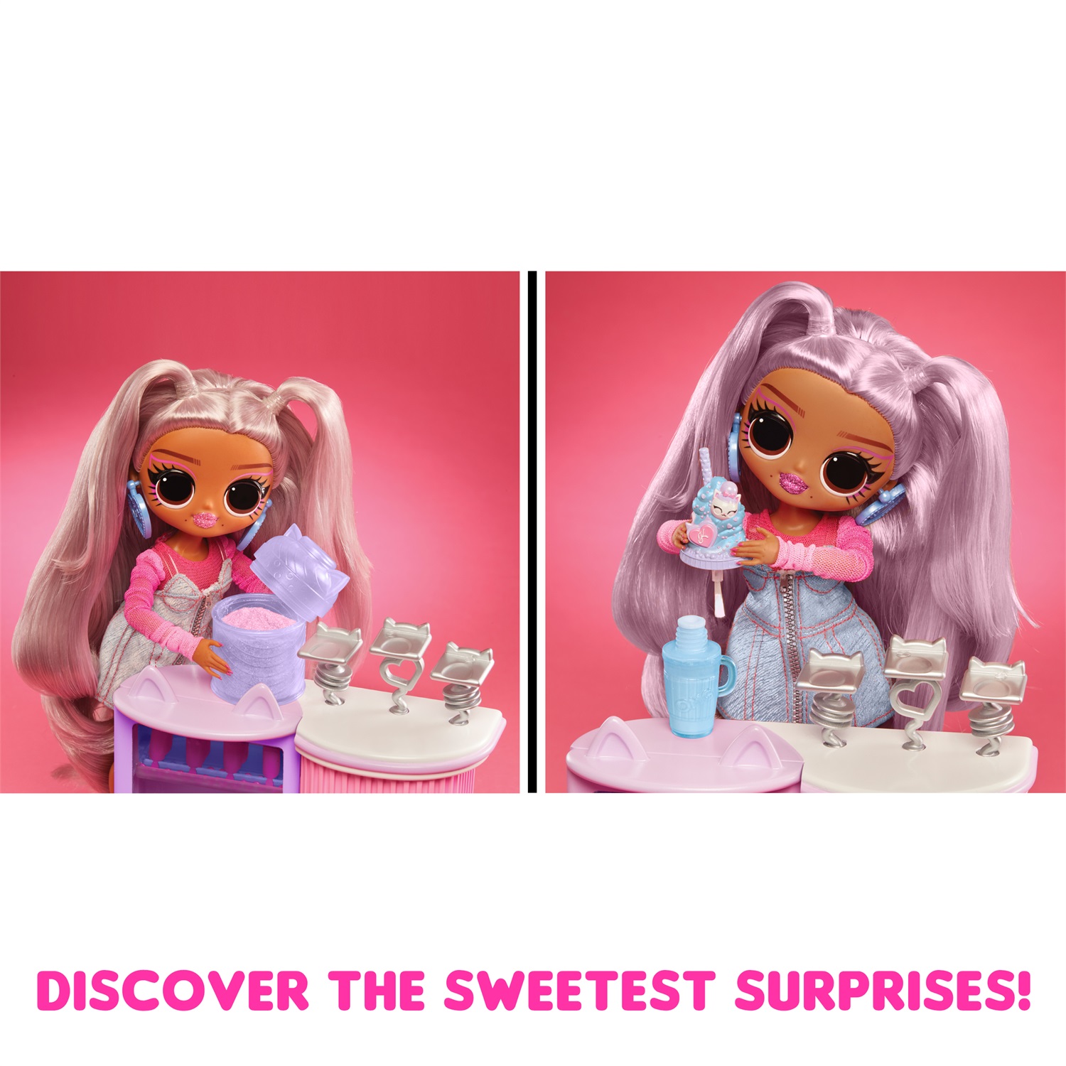 L.O.L. Surprise! OMG Sweet Nails - Kitty K Café con 15 Sorprese, Smalti Veri, Unghie Finte e Fashion Doll Kitty K