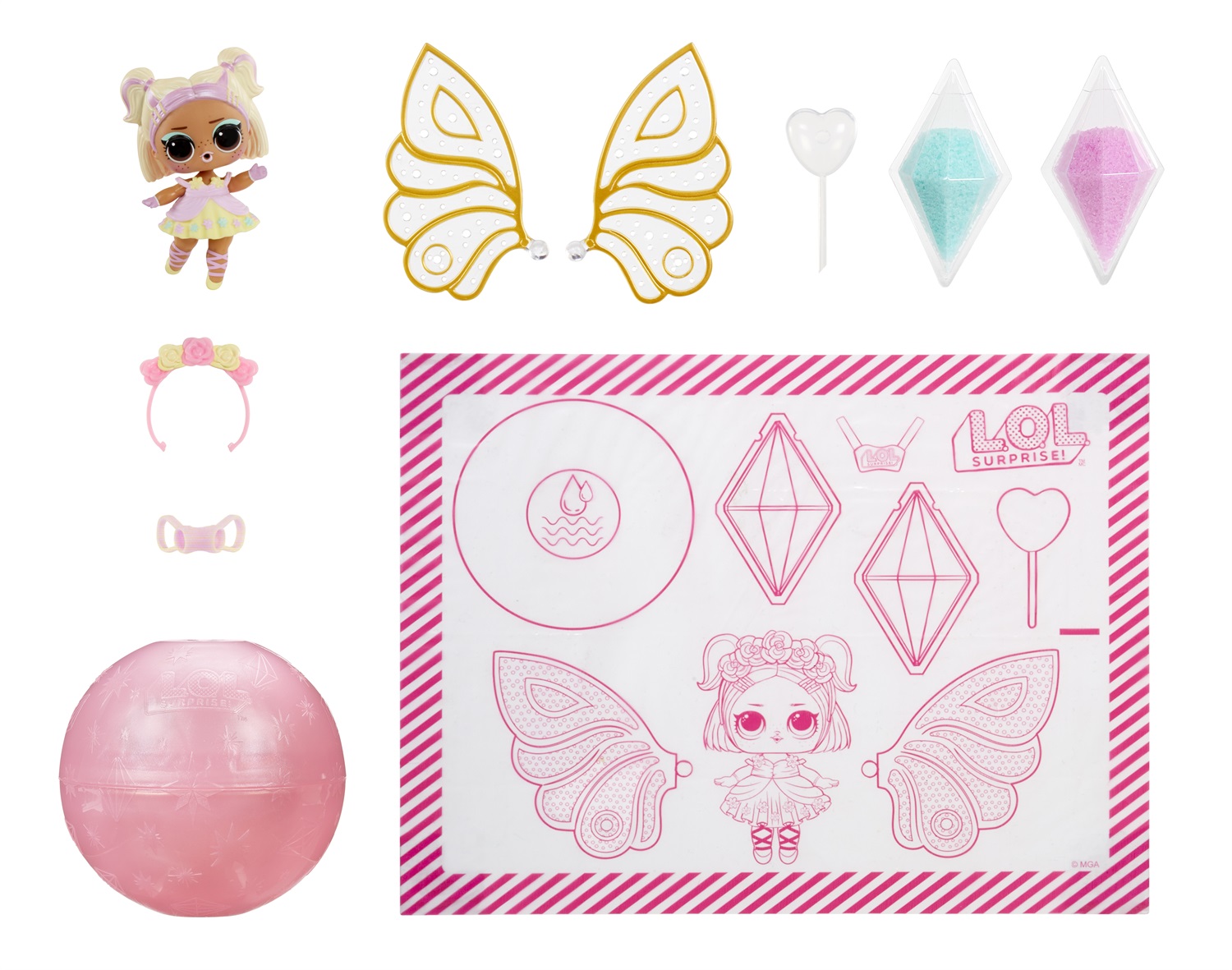 L.O.L. Surprise! Fairy Tots - Include 1 Bambola, Confezione Cieca, 8 Bambole da Collezionare, Ali da Fata Personalizzabili