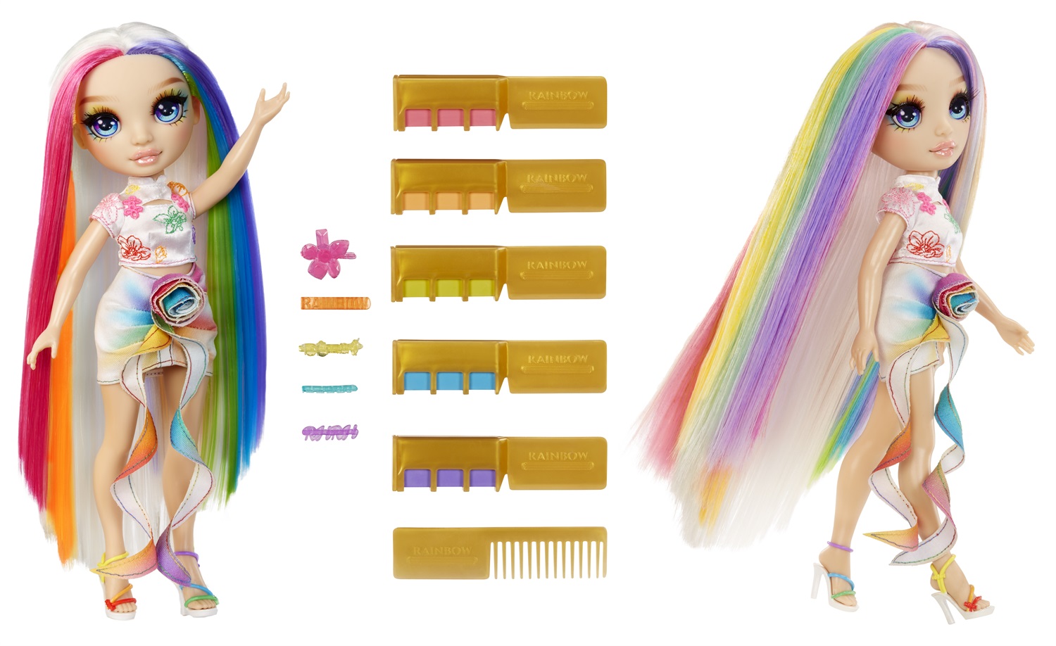 Rainbow High - Bambola Hair Chalk & Style Amaya - 28 cm, Gesso per Capelli Lavabile, Accessori Inclusi, Età 4-12