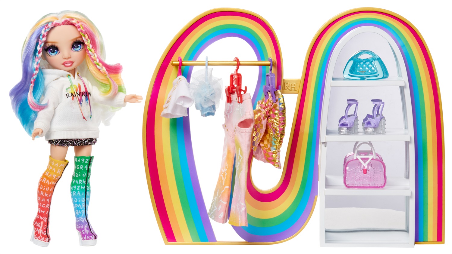 Rainbow High Amaya's Rainbow Closet Playset - Set da Gioco Completo con Bambola Esclusiva, Abiti, Scarpe, Borse e Accessori