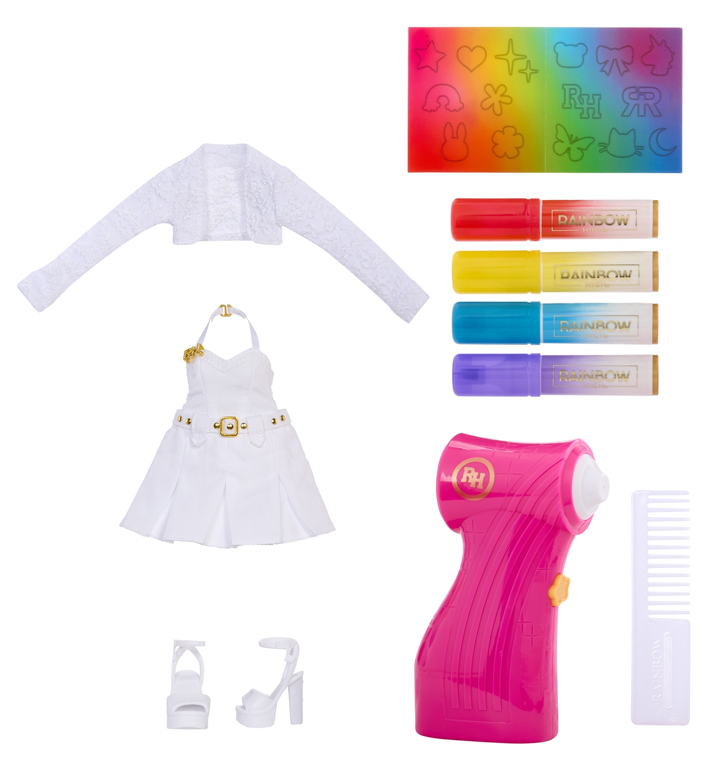 Rainbow High Bambola Creativa con Capelli Colorabili e Kit Aerografo - Gioco per Bambini 4-12 Anni