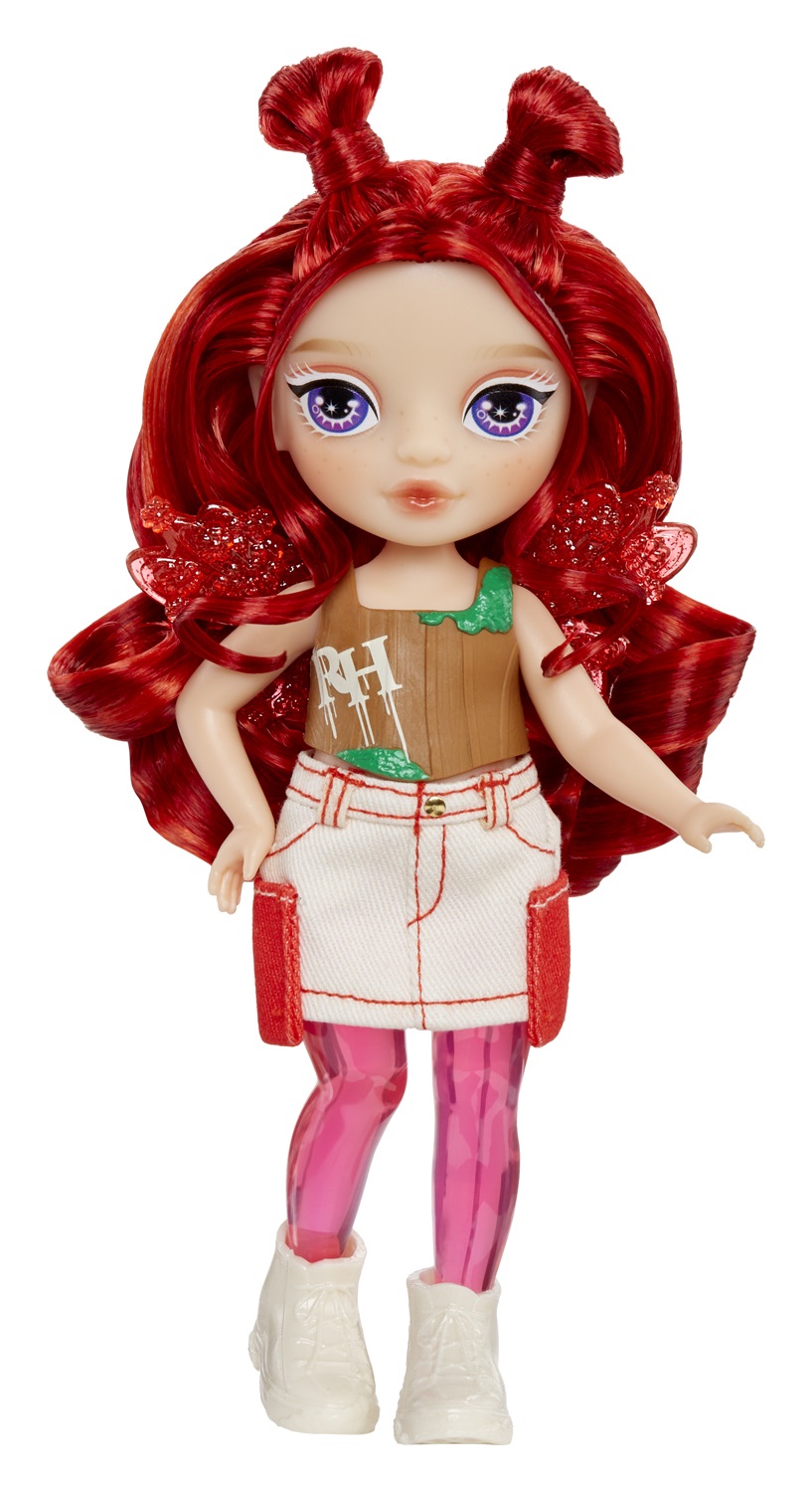 Rainbow High Fantasy Apple Red - Bambola Piccola Snodata 14 cm con Cerbiatto Magico e Ali Intercambiabili
