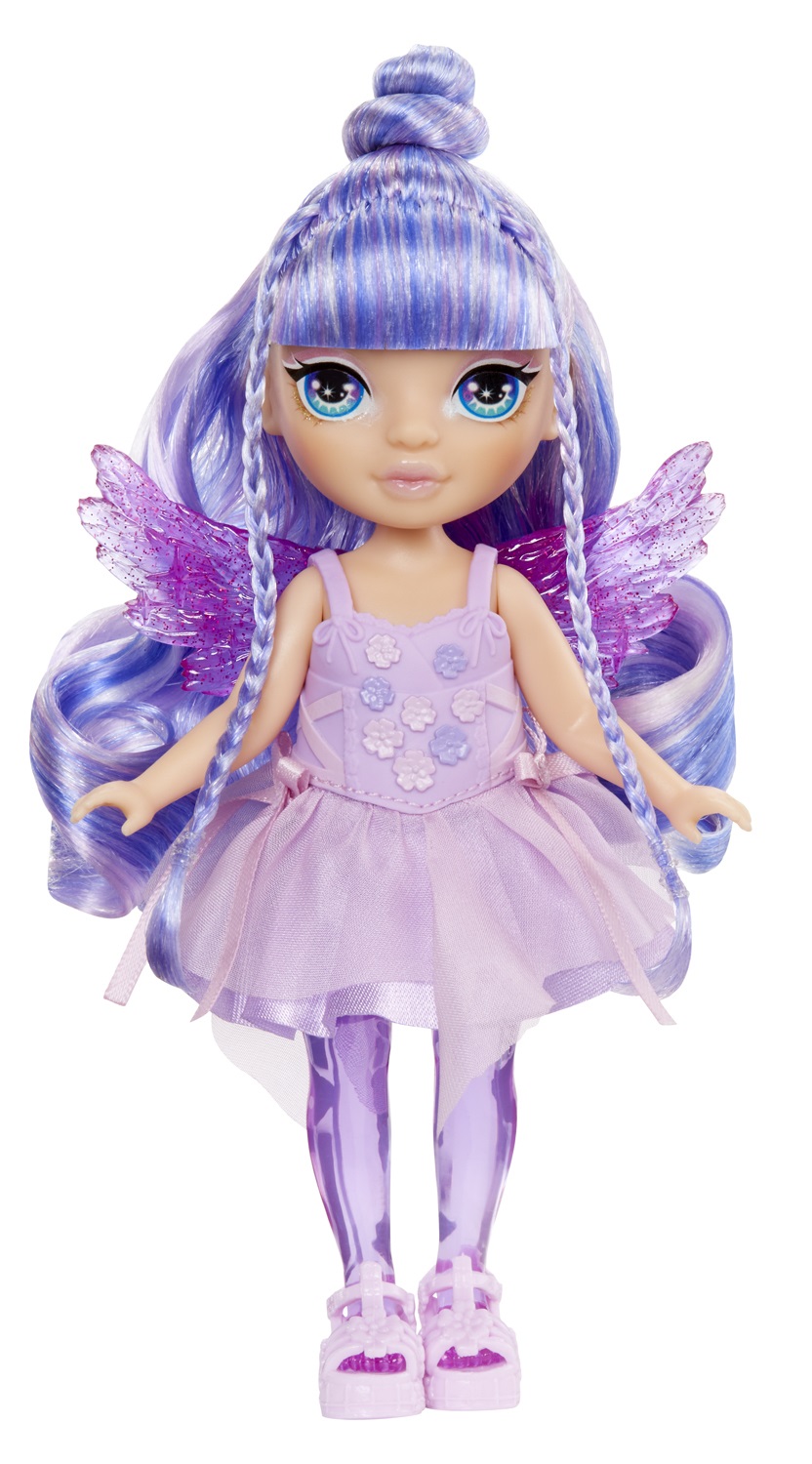 Rainbow High Littles Rainbow Fantasy Fairies & Pet - Bambola Piccola Snodata 14 cm con Unicorno Pegaso e Ali Intercambiabili - Amethyst Viola