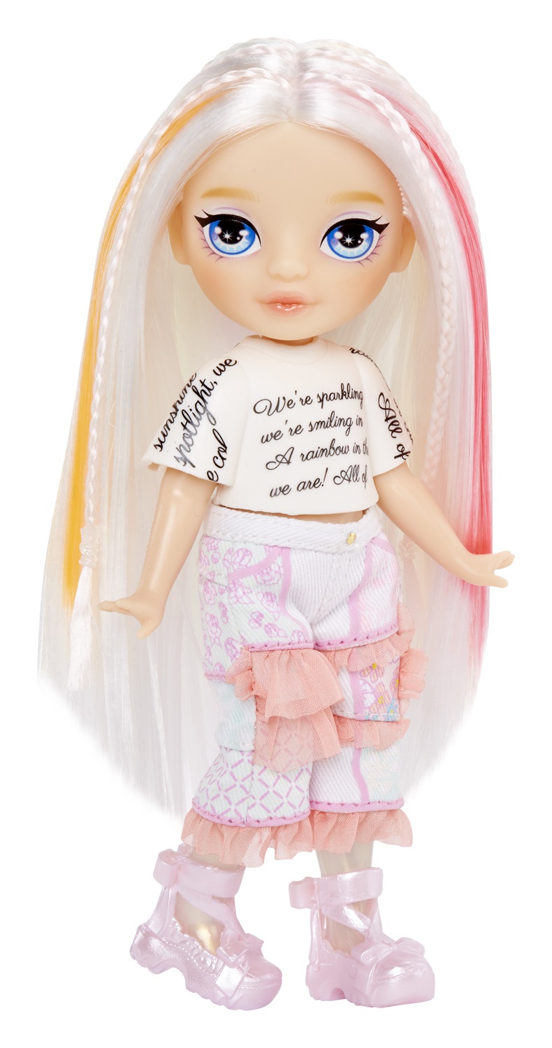 Rainbow High Littles Rainbow Fantasy Fairies & Pet - Opal, Bambola Piccola Snodata di 14 cm con Animaletto Magico Gufo e Ali di Fata Intercambiabili