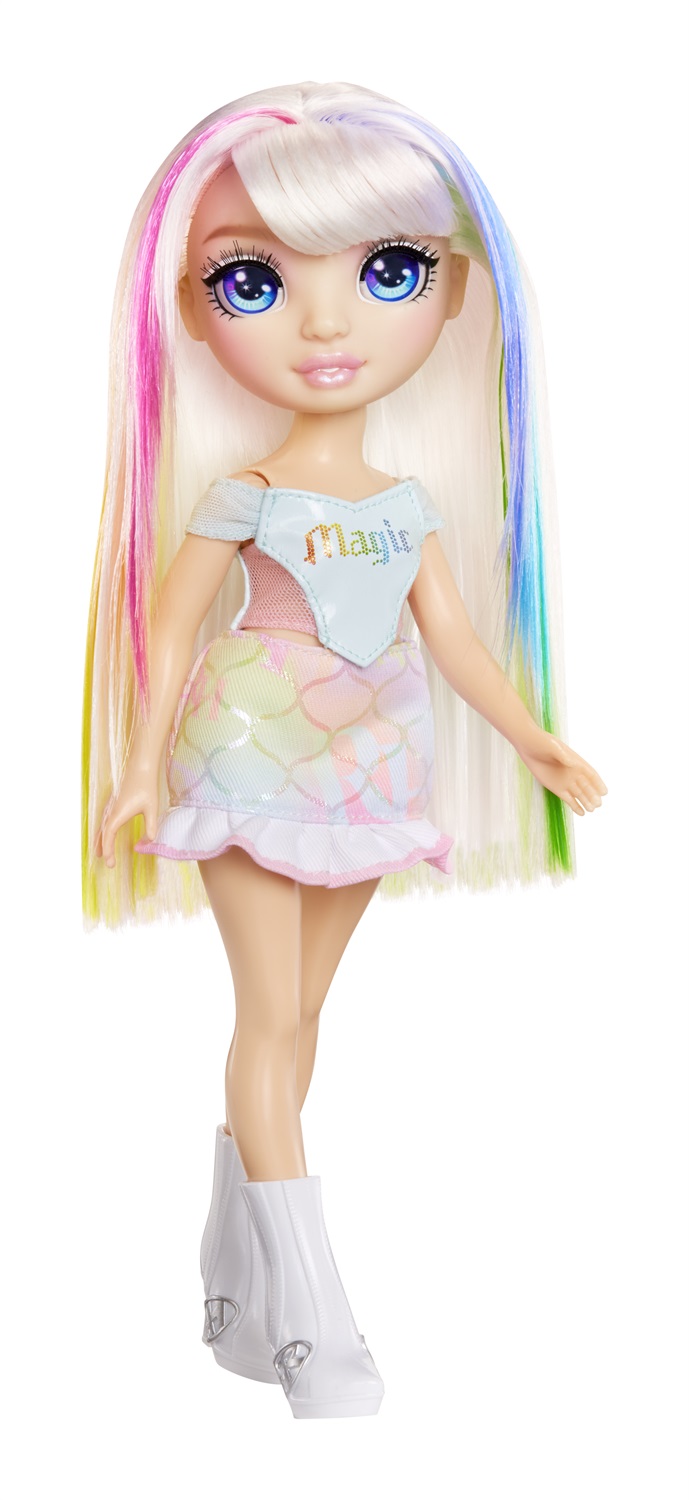 Rainbow High Amaya Raine - Bambola alla moda color arcobaleno di 28 cm, snodata e collezionabile con abito e borsetta