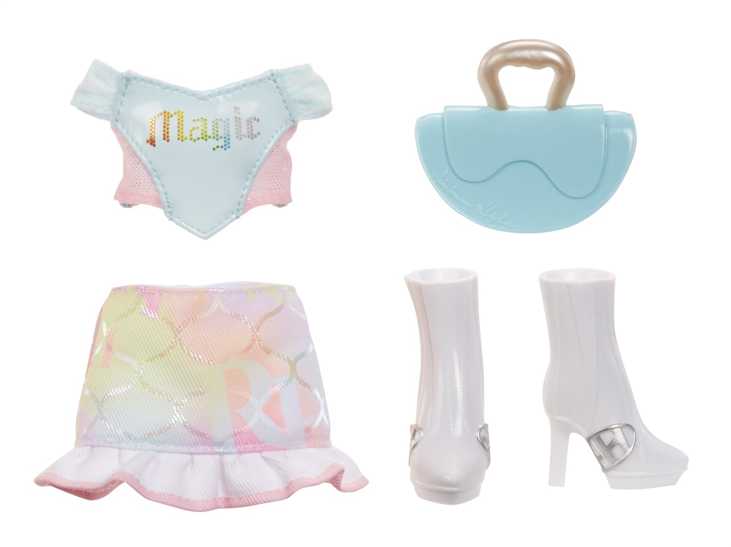Rainbow High Amaya Raine - Bambola alla moda color arcobaleno di 28 cm, snodata e collezionabile con abito e borsetta