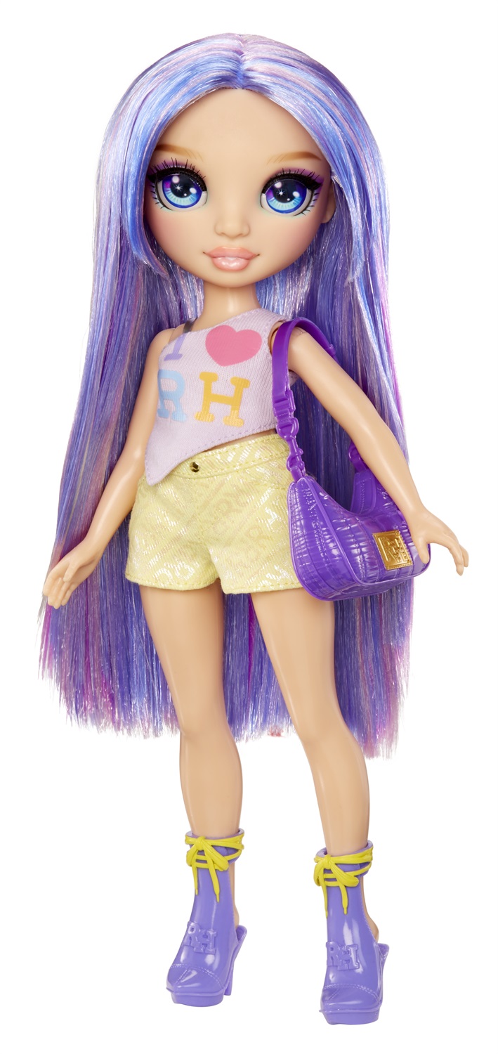 Rainbow High - Bambola Fashion Violet 28 cm con Abito e Borsetta, Snodata e Collezionabile per Bambini 4-12 Anni