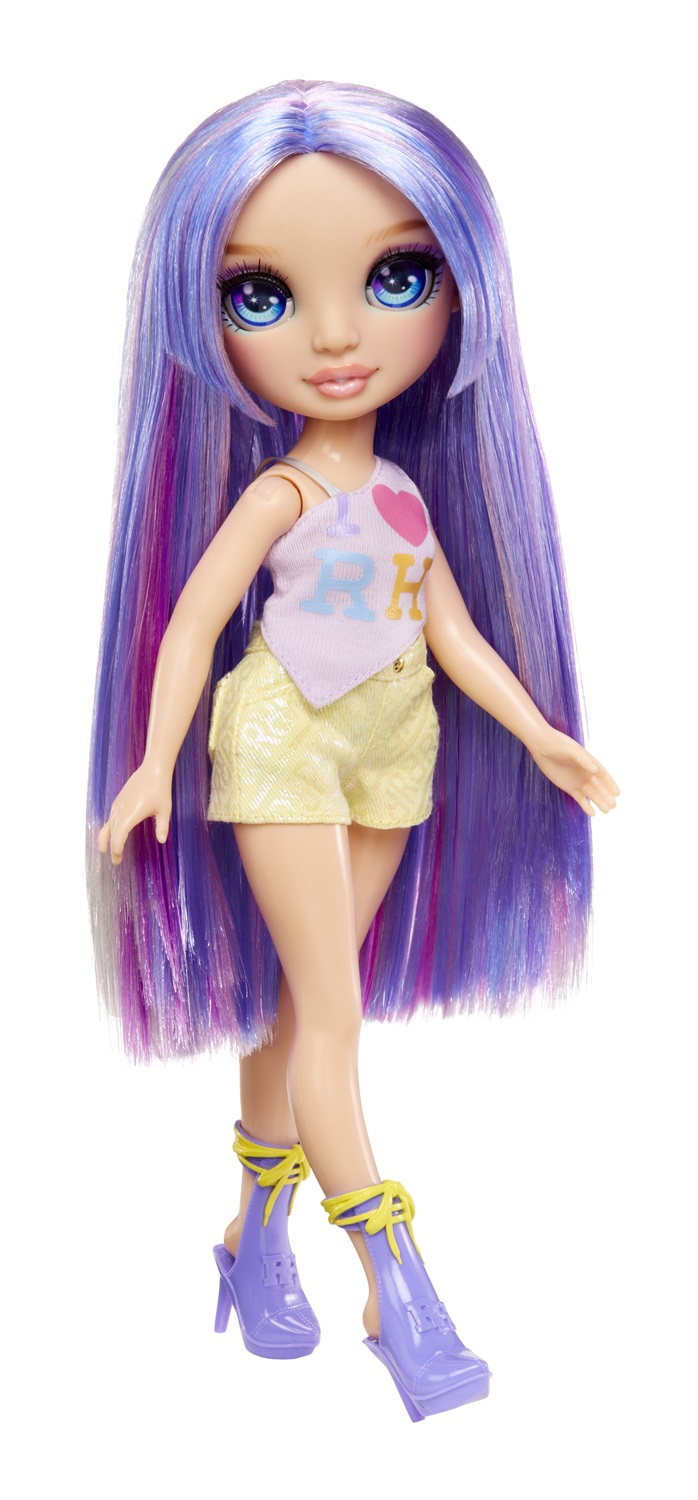 Rainbow High - Bambola Fashion Violet 28 cm con Abito e Borsetta, Snodata e Collezionabile per Bambini 4-12 Anni