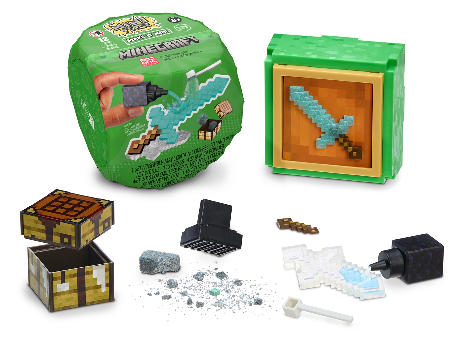 MGA's Miniverse Make It Mini Minecraft - Set di 12 Miniature Collezionabili Fai-da-te in Resina per Creativi, Età 8