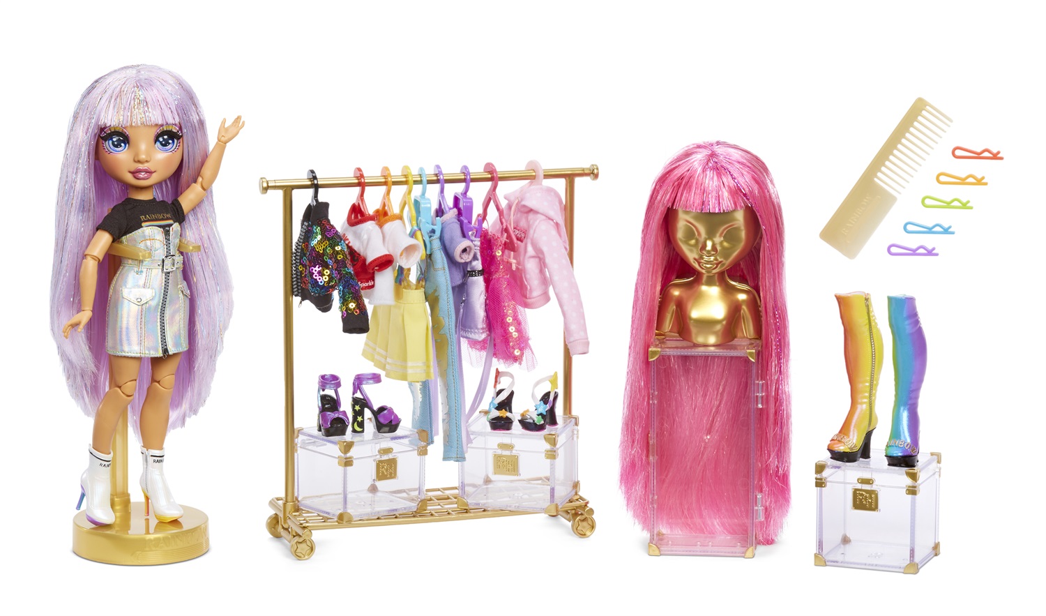 MGA Rainbow High Fashion Studio - Bambola Esclusiva Avery con Vestiti, Accessori & 2 Parrucche - Crea oltre 300 Look