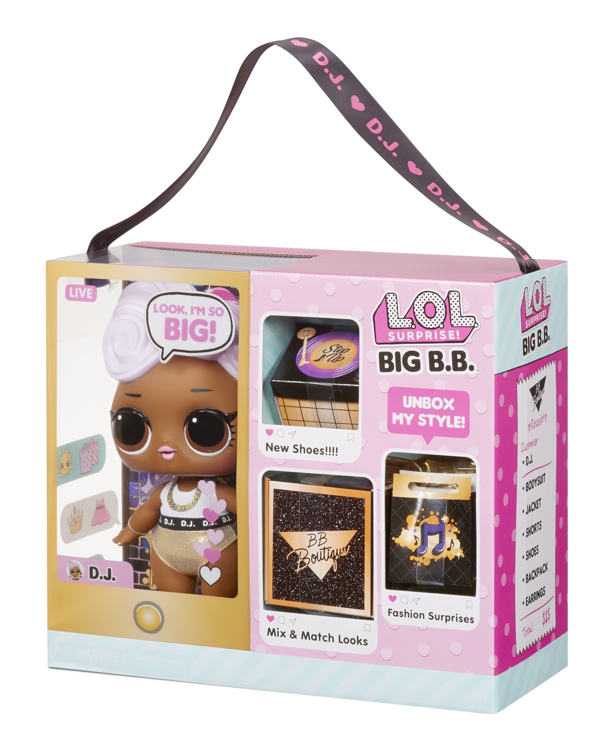 L.O.L. Surprise! Bambola grande D.J. con scarpe, vestiti, accessori e set di gioco