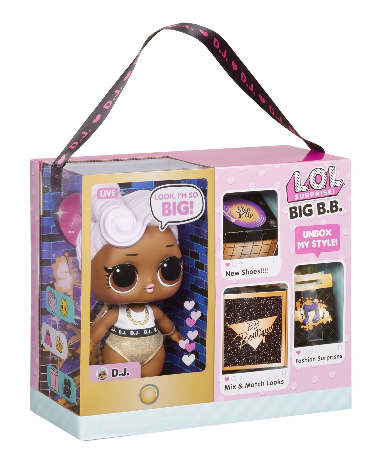 L.O.L. Surprise! Bambola grande D.J. con scarpe, vestiti, accessori e set di gioco