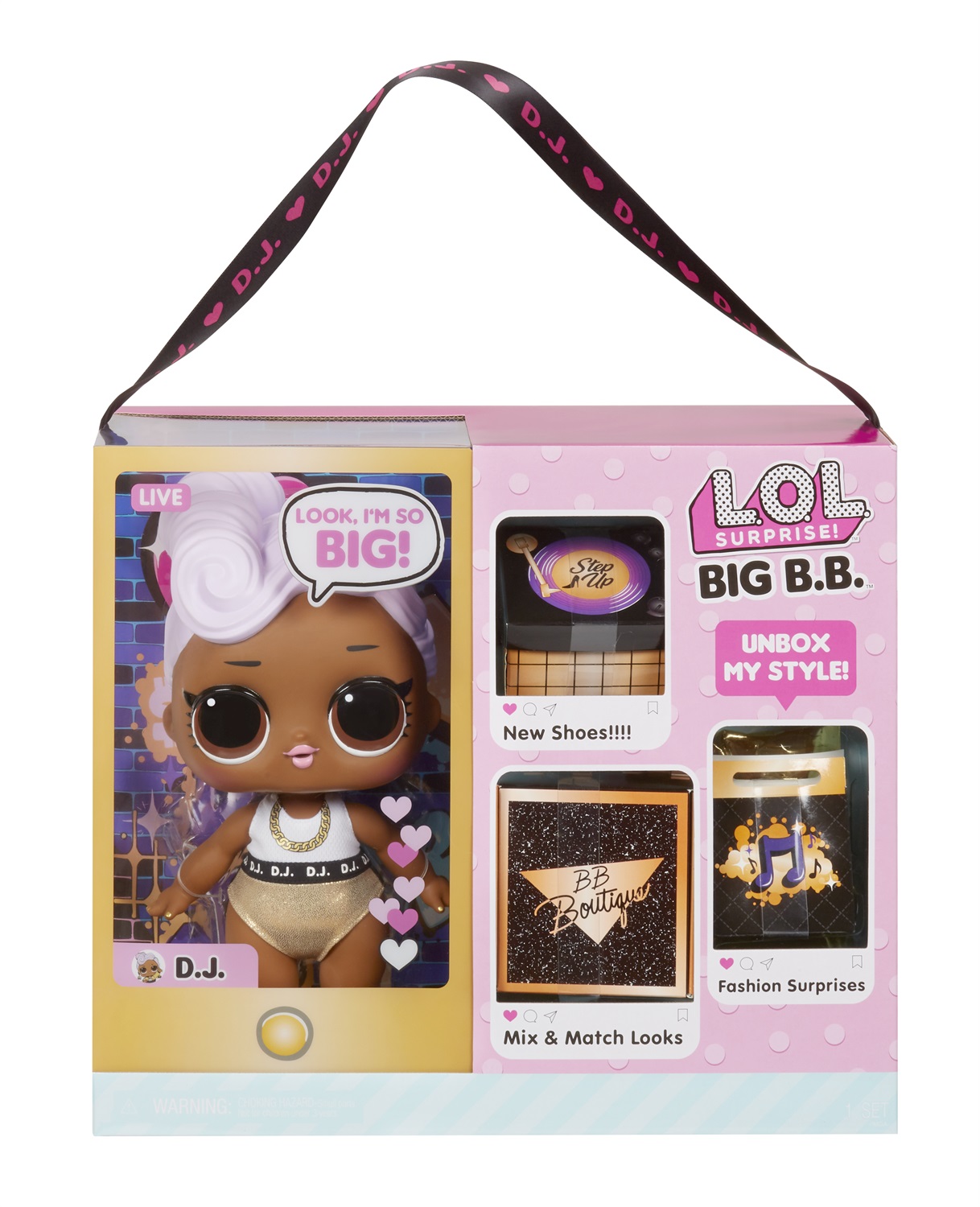 L.O.L. Surprise! Bambola grande D.J. con scarpe, vestiti, accessori e set di gioco