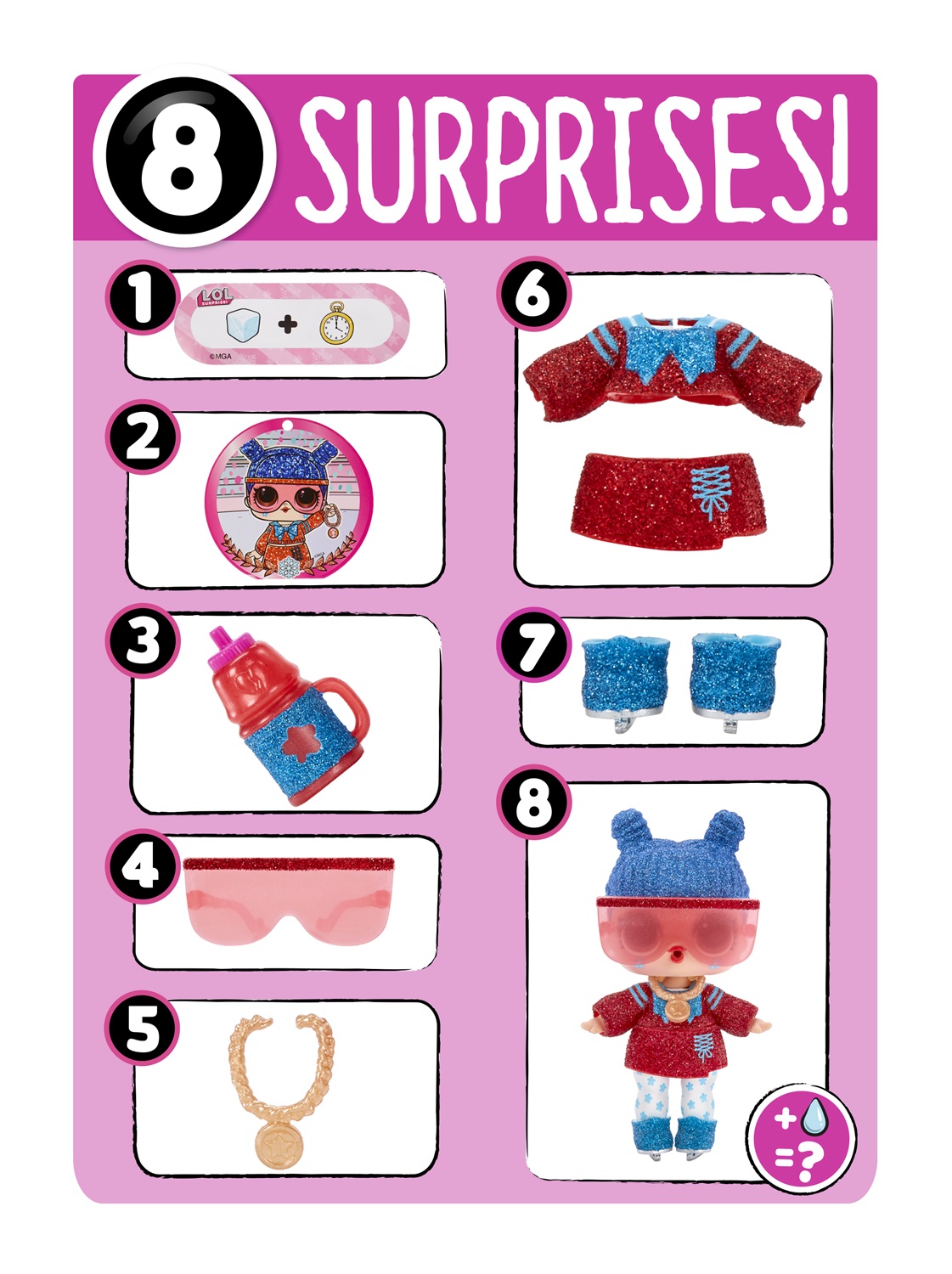 L.O.L. Surprise! All-Star Sports - Bambola Scintillante con 8 Sorprese, Figurina, Abiti e Accessori - Serie 5 Giochi Invernali
