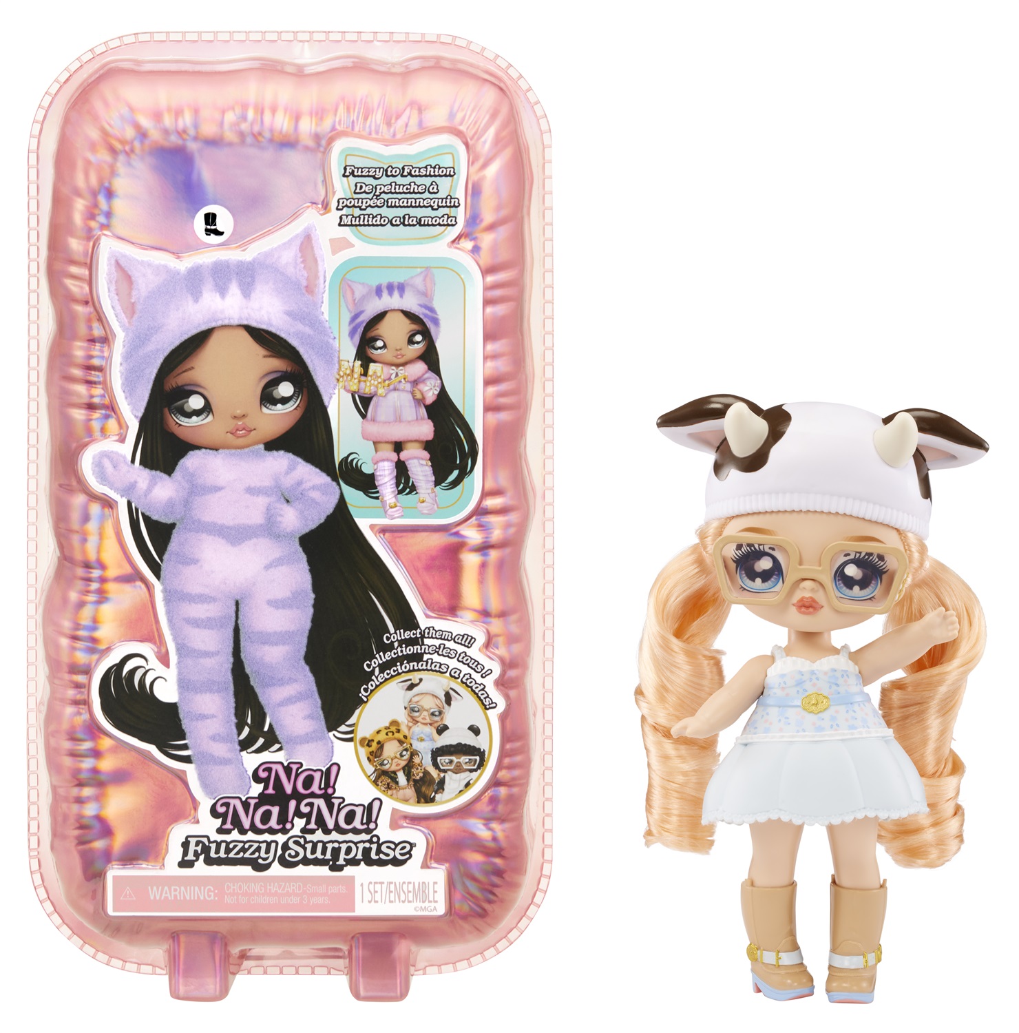 MGA Entertainment Na! Na! Na! Fuzzy Surprise Cora Cowgirl - Bambola Fashion Snodata 18 cm con Corpo Floccato, Berretto, Occhiali, Vestito e Scarpe - Età 4