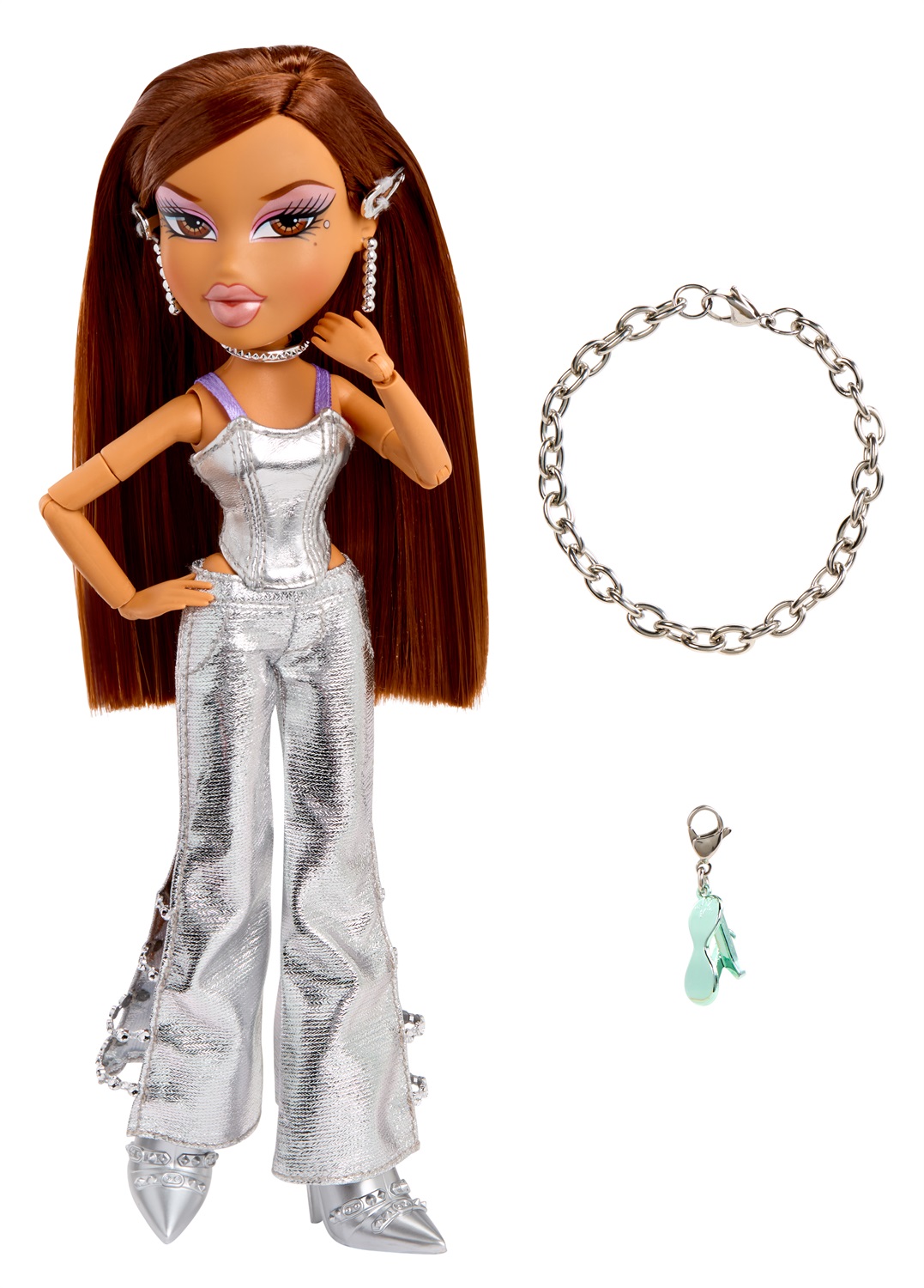 MGA ENTERTAINMENT Bratz Charmz Yasmin - Bambola fashion con braccialetto collezionabile e abbigliamento alla moda