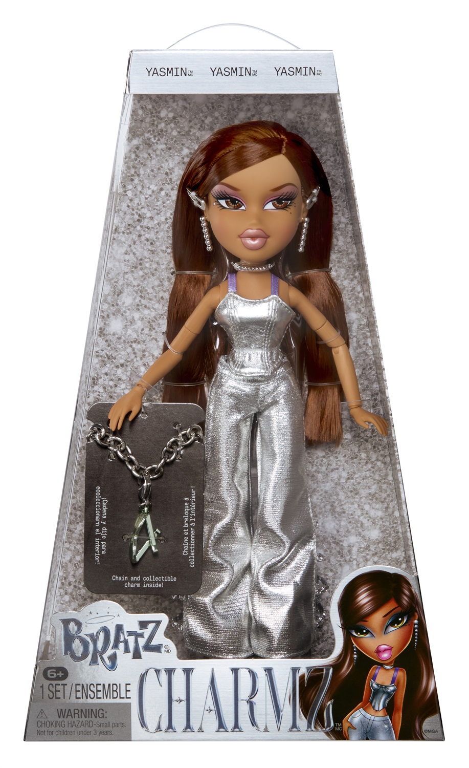 MGA ENTERTAINMENT Bratz Charmz Yasmin - Bambola fashion con braccialetto collezionabile e abbigliamento alla moda