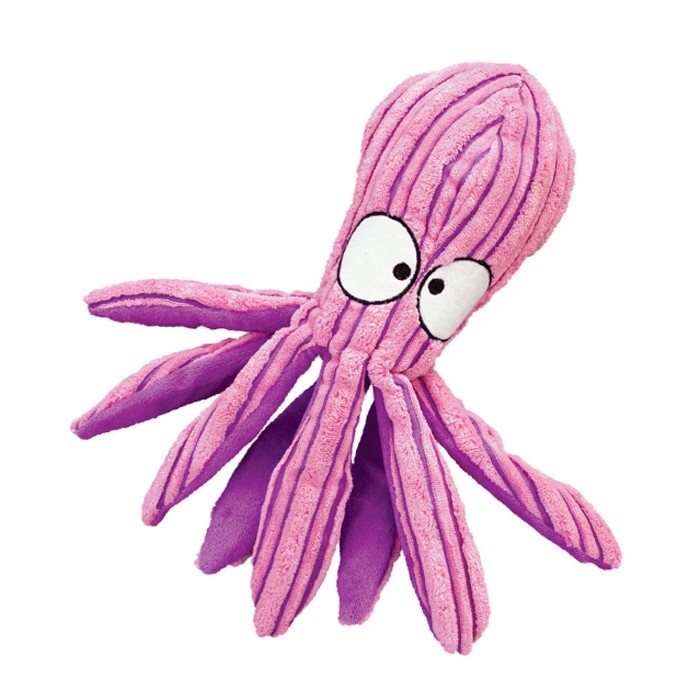 KONG Cuteseas Octopus Large - Gioco per Cani in Velluto Morbido con Squeak e Suono Frusciante, 32 cm