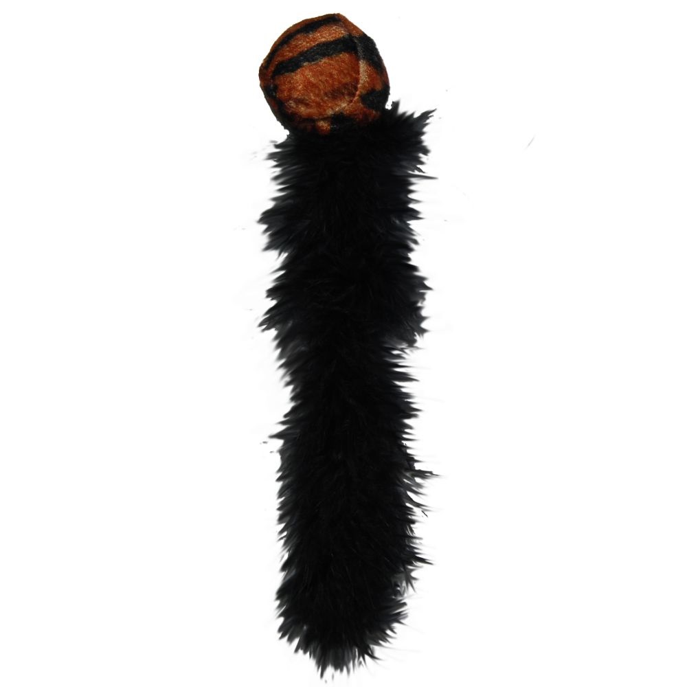 KONG Wild Tails - Giocattolo per gatti con palla in peluche e coda di piume, stimola il gioco con tintinnio