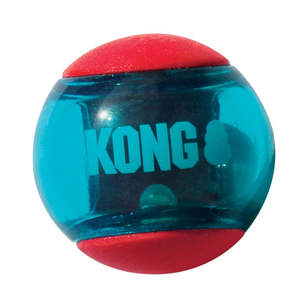 KONG Squeezz Action Ball - Rosso - Gioco interattivo per cani di taglia media con Squeak e diverse texture - Ø 6 cm