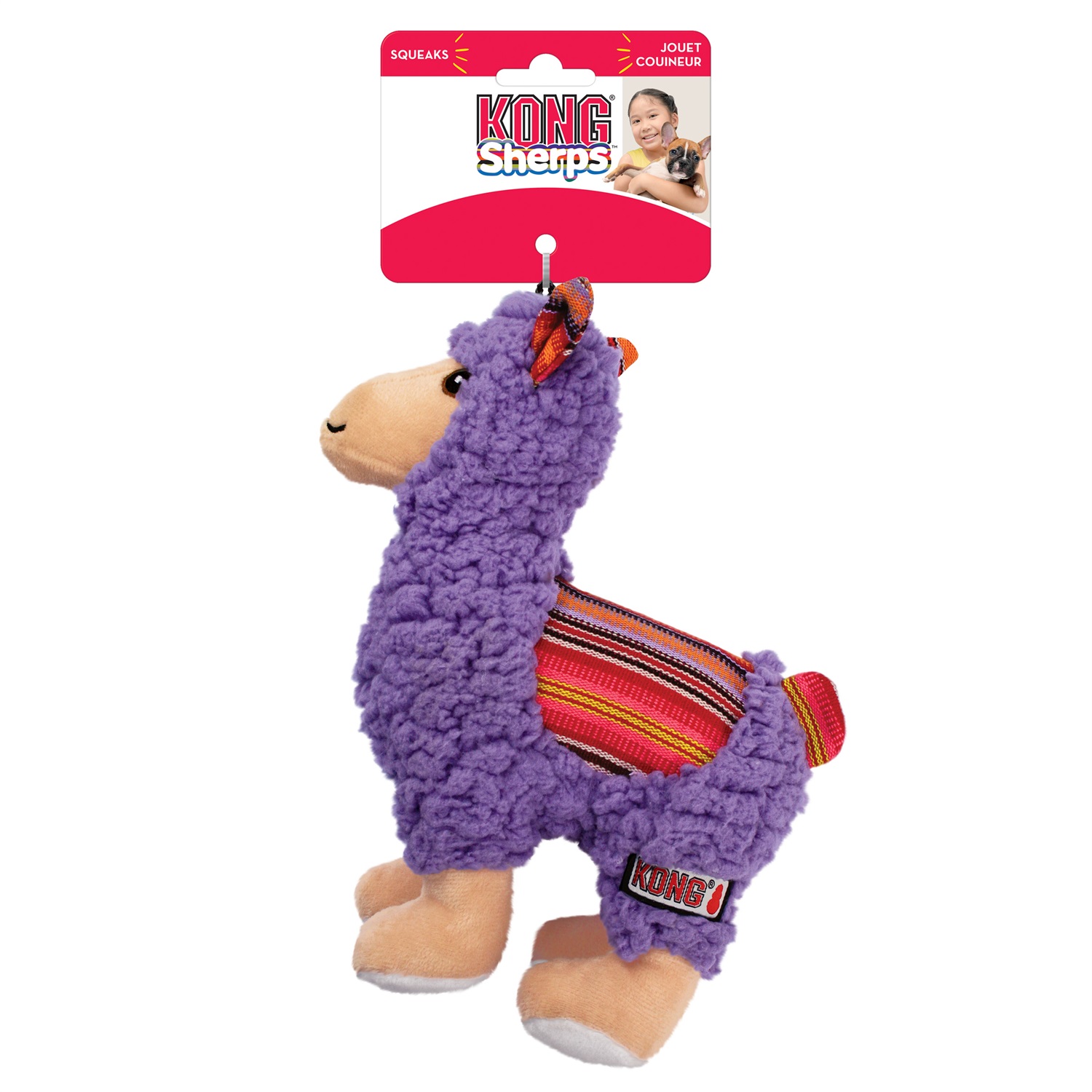KONG Sherps Llama Medium - Giocattolo per Cani in Peluche Morbido con Suoni Squittanti