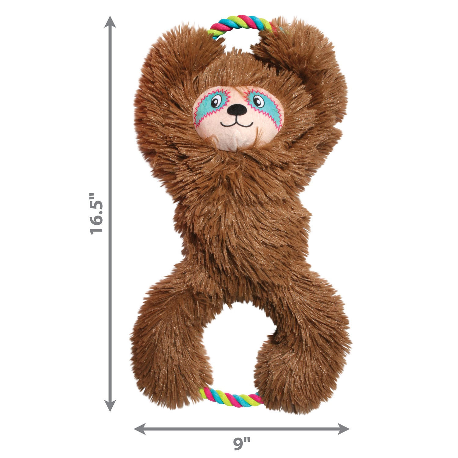 KONG Tuggz Sloth XL - Giocattolo per Cani in Peluche con Estremità in Corda, L 42 x P 23 x H 11 cm