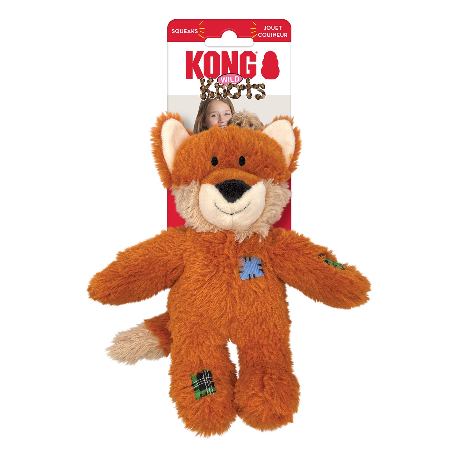KONG Wild Knots Giocattolo per Cani in Peluche Volpe S/M - Morbido, Resistente e con Scheletro di Corda