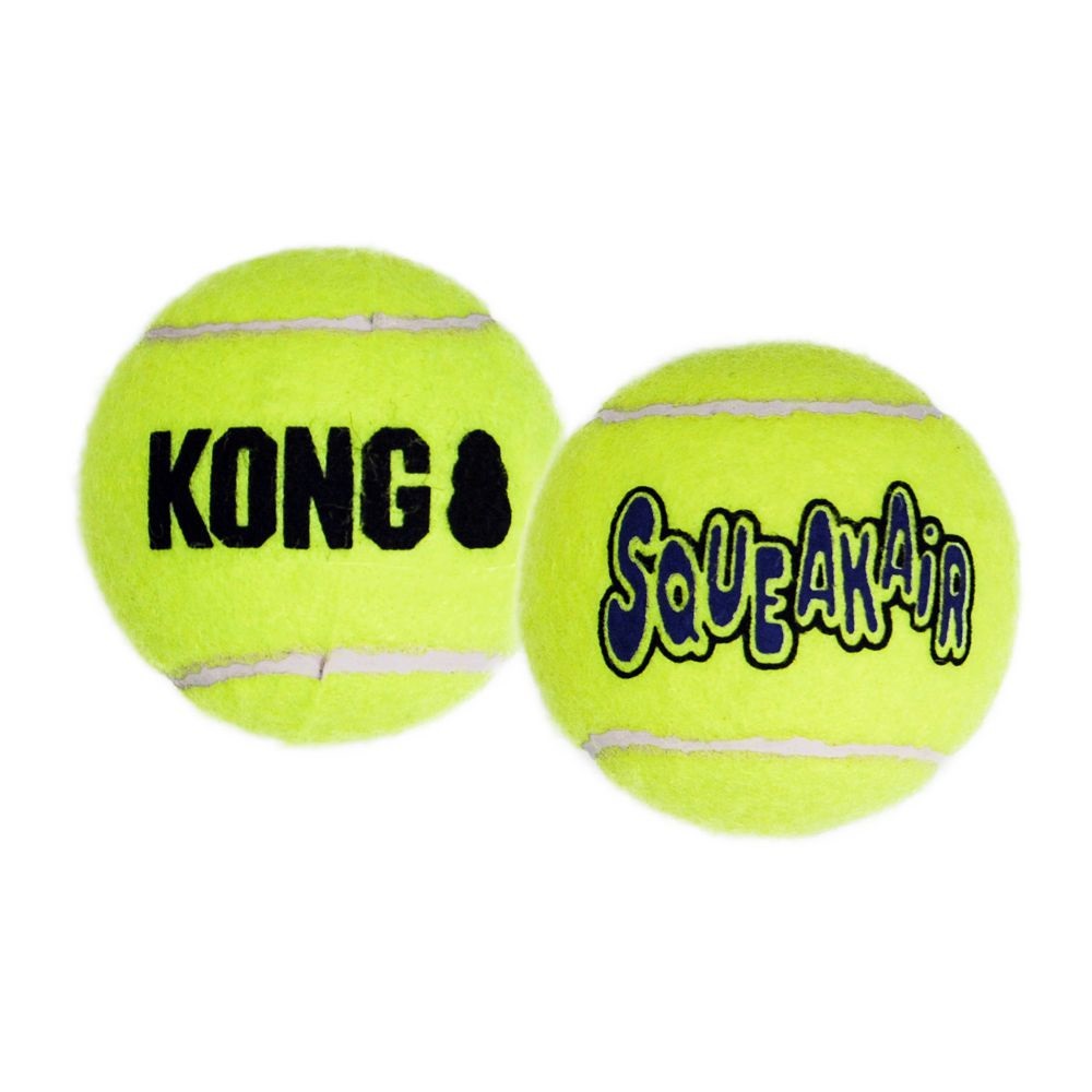 KONG SqueakAir Tennis Balls Small - Palline da Tennis con Squeaker, Set da 3 Pezzi, Materiale Non Abrasivo