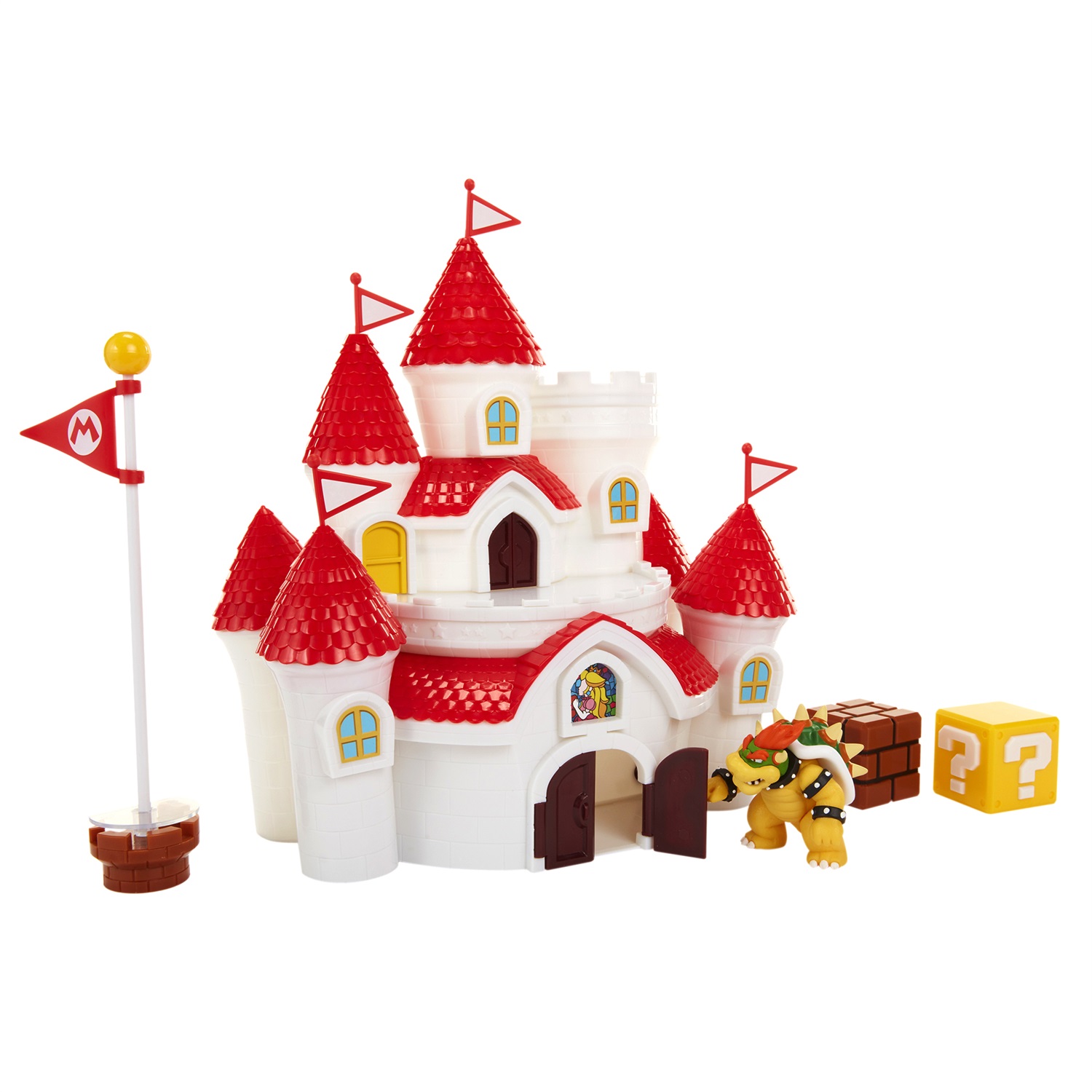 JAKKS Pacific Nintendo Deluxe Mushroom Kingdom Castle Playset - Castello della Principessa Peach con Figure Esclusive da 6 cm, per Bambini da 3 Anni in Su