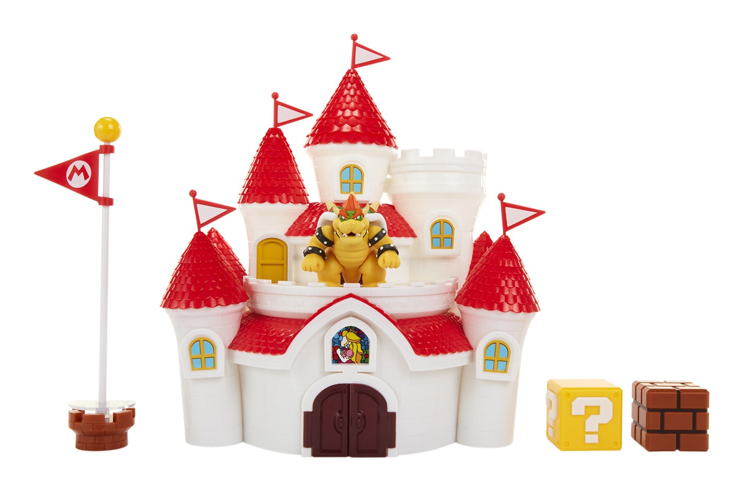JAKKS Pacific Nintendo Deluxe Mushroom Kingdom Castle Playset - Castello della Principessa Peach con Figure Esclusive da 6 cm, per Bambini da 3 Anni in Su