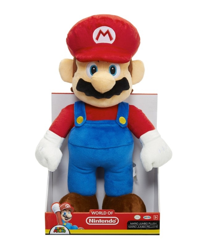 JAKKS Pacific Peluche Jumbo Mario - Morbido e Dettagliato, 50-55 cm, per Bambini 3 Anni