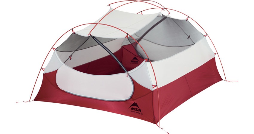 MSR Mutha Hubba NX - Tenda ultraleggera per 3 persone, grigio/rosso, ideale per trekking e campeggio