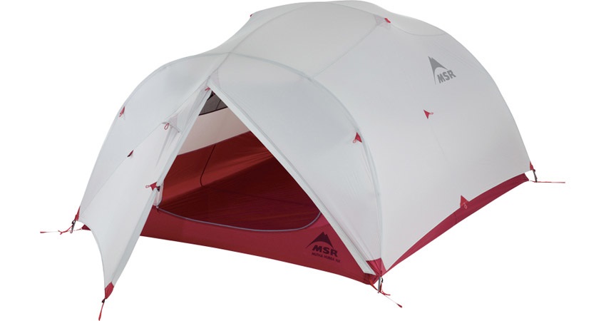 MSR Mutha Hubba NX - Tenda ultraleggera per 3 persone, grigio/rosso, ideale per trekking e campeggio