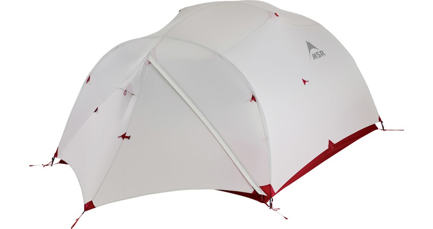 MSR Mutha Hubba NX - Tenda ultraleggera per 3 persone, grigio/rosso, ideale per trekking e campeggio
