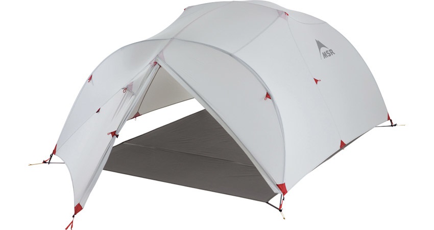MSR Mutha Hubba NX - Tenda ultraleggera per 3 persone, grigio/rosso, ideale per trekking e campeggio