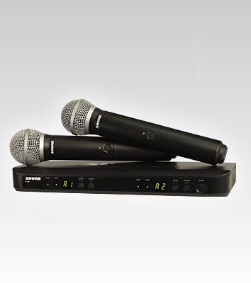 Shure BLX288E/PG58 Nero Microfono Wireless per Palco e Spettacolo con Ricevitore e 2 Trasmettitori