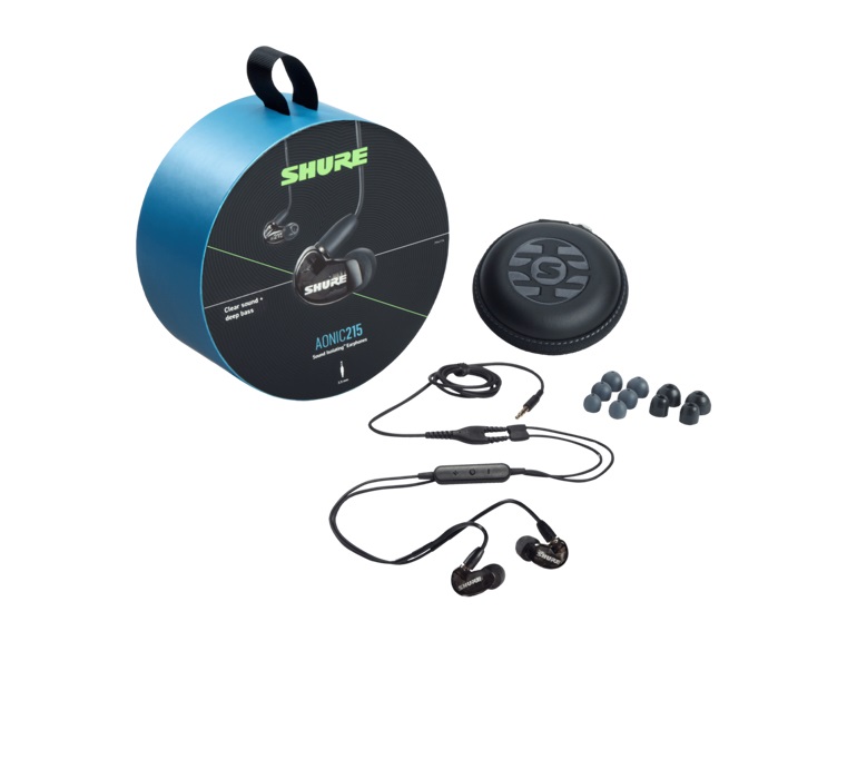 Shure AONIC 215 Auricolari In-ear Cablati con Microfono, Isolamento Acustico e Suono ad Alta Definizione - Nero