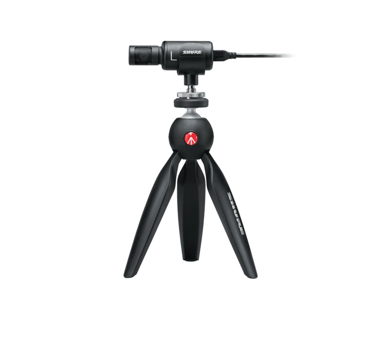 Shure MV88 Video Kit - Microfono Digitale Stereo a Condensatore con Treppiede Manfrotto PIXI, Morsetto per Telefono e Cavi iOS/USB-C