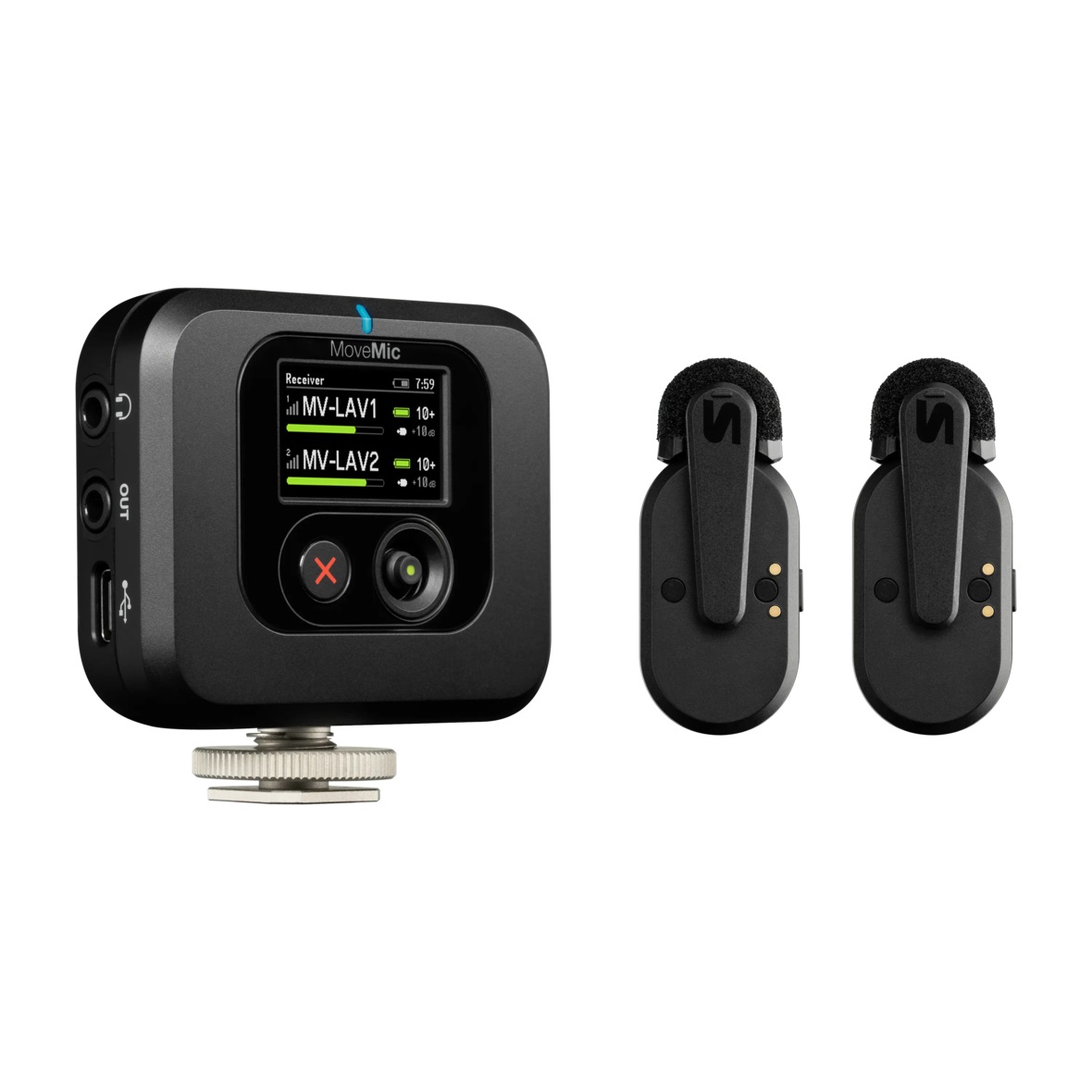 Shure MoveMic Two Kit Pro - Microfono lavalier wireless Bluetooth 5.0 con 2 microfoni, compatibile con iPhone e Android, autonomia di 24 ore, configurazione rapida, IPX4, Clip Lav compatta (MV-TWO-KIT-Z6)