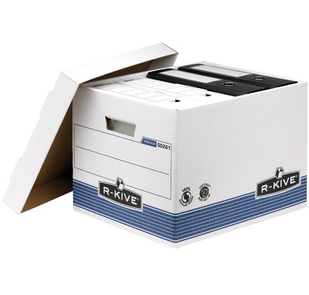 Fellowes Scatola Archivio Box System Standard 28,5x33,3x38 cm Blu/Bianco con Assemblaggio Automatico FastFold™
