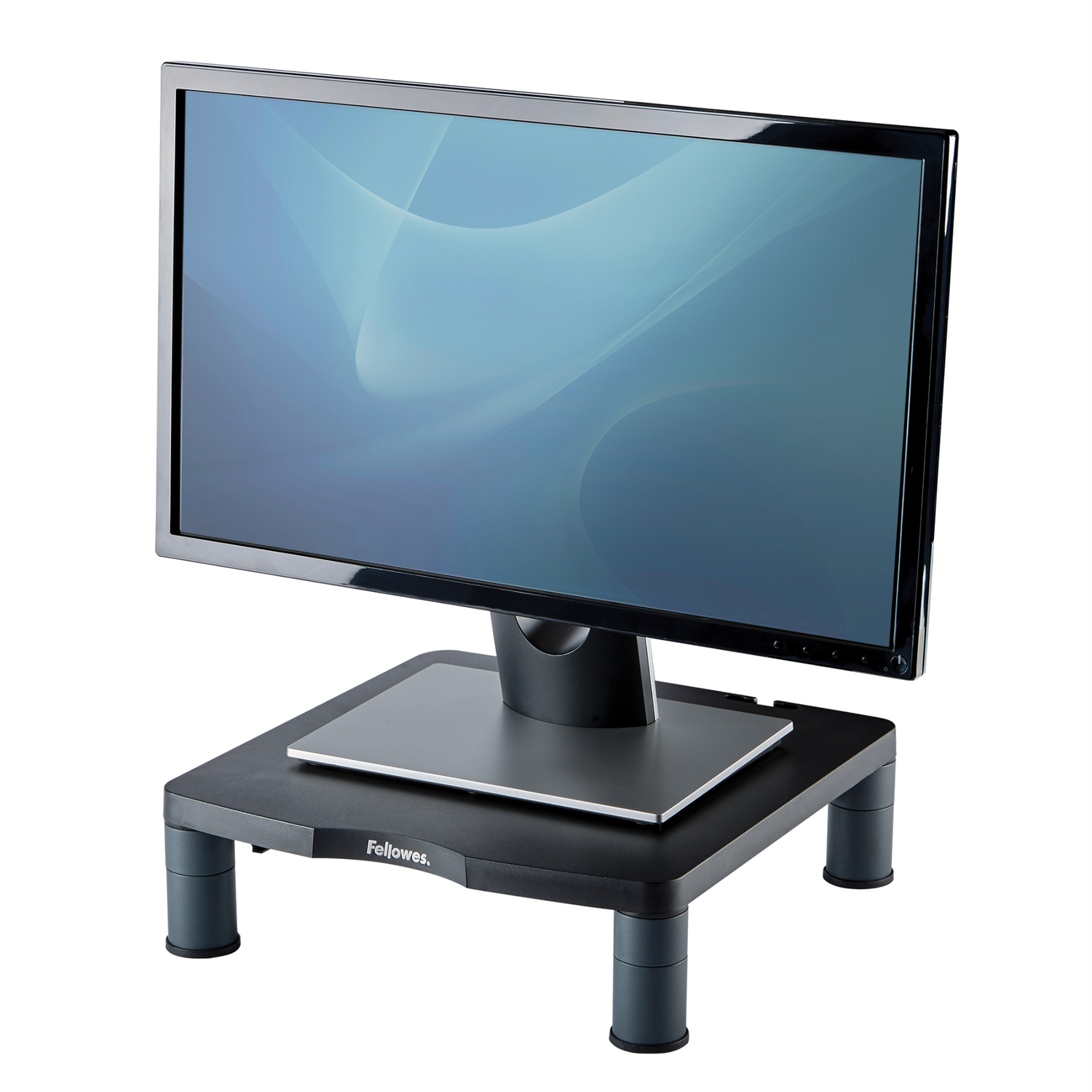 Fellowes Supporto Monitor Standard in Plastica Riciclata Grafite - Regolabile da 50mm a 100mm, Fino a 36kg, Dimensioni 10x33x34 cm